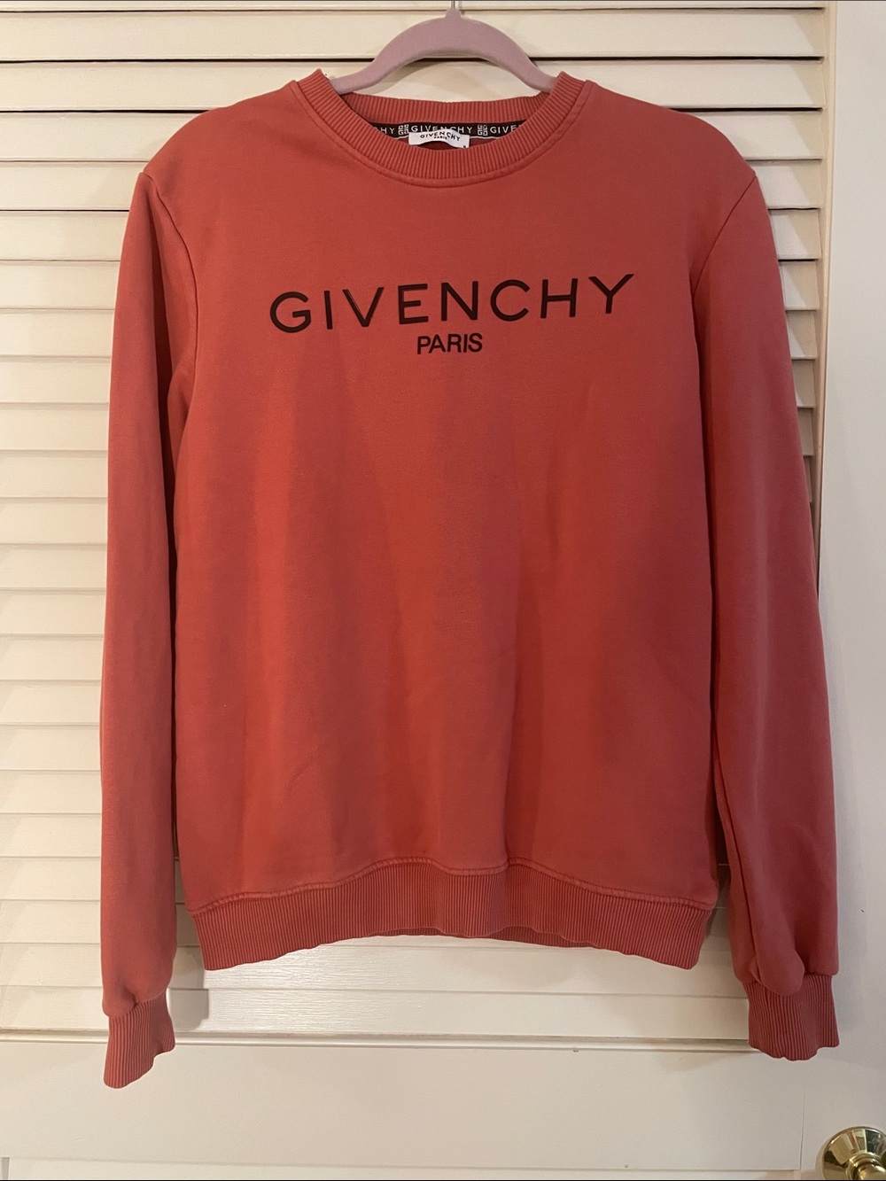 Givenchy Paris Coral Logo Crew Sweatshirt
